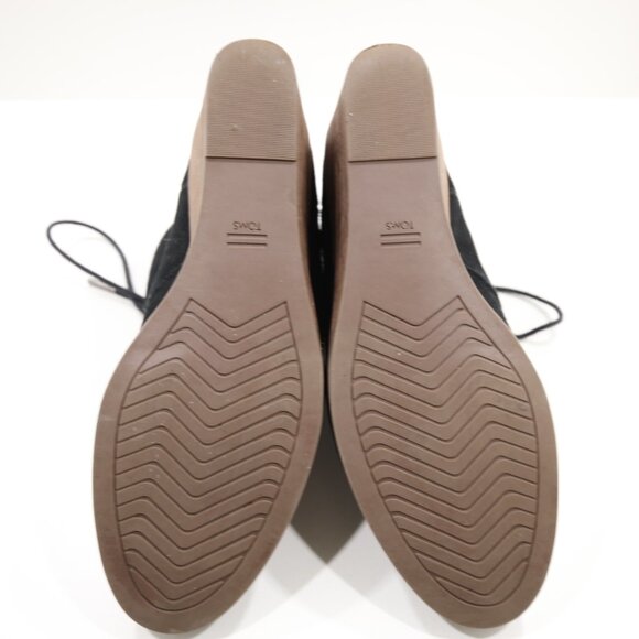 Toms Hyde Black Leather 3" Wedge Heel Lace Up Ankle Booties - 9.5 - Picture 7 of 7
